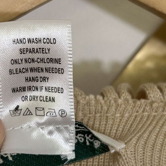 Coldwater Creek Knit Fringe Shawl Wrap Tan Western Cowboy Festival Rodeo Classic - Picture 3 of 9